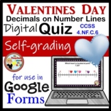 Decimals on a Number Line Google Forms Quiz Valentines Day Theme
