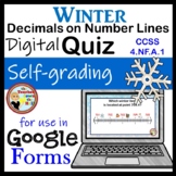 Decimals on a Number Line Google Forms Quiz Winter Themed