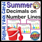 Decimals on a Number Line Summer Themed Boom Cards