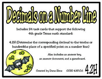 Preview of Decimals on a Number Line (Tenths and Hundredths) (TEKS 4.2H) STAAR Practice