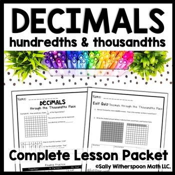 Preview of Decimal Place Value Worksheets, Place Value with Decimals Practice (Thousandths)
