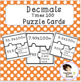 Decimals times 100 puzzle cards
