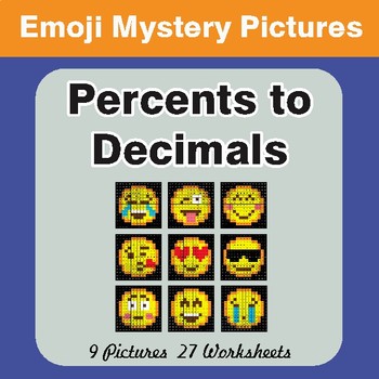 Percents to Decimals EMOJI Math Mystery Pictures