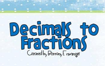 Preview of Decimals to Fractions Flipchart