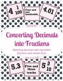 Decimals to Fractions Sort-Card Game Center {Common Core Aligned}