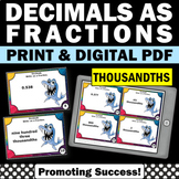 Converting Decimals to Fractions Decimal Place Value Game 
