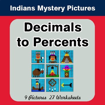Decimals to Percents - Color-By-Number Math Mystery Pictures