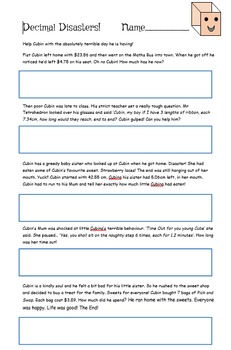 Ordering Decimals Word Problems Worksheets Teaching Resources Tpt