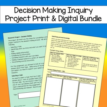 Preview of High School Research Project Decision Making Inquiry Print & Digital Bundle
