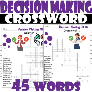 Decision Making Skills Crossword Puzzle All about Decision Making