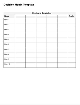 Preview of Decision Matrix Template