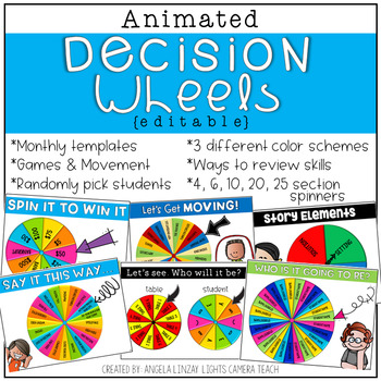 Preview of Animated Decision Wheels / Digital Spinners {EDITABLE}