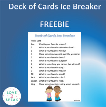 Deck of Cards Ice Breaker - Back to School Activity by love2speak