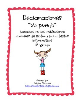 Preview of I CAN Statemements ( 3rd grade / informational text / Spanish)