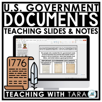Preview of Declaration, Constitution, Bill of Rights Slides and Notes | U.S. Government