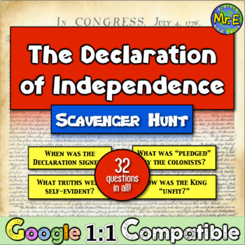 Preview of Declaration of Independence Scavenger Hunt Causes of the American Revolution