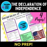 Declaration of Independence Activity Reading Passage and W