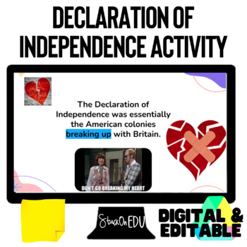 Preview of Declaration of Independence Activity and Notes
