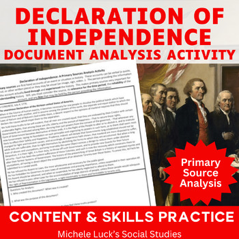 Preview of Declaration of Independence American Revolution Document Analysis Activity