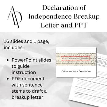 Preview of Declaration of Independence Breakup Letter and PPT