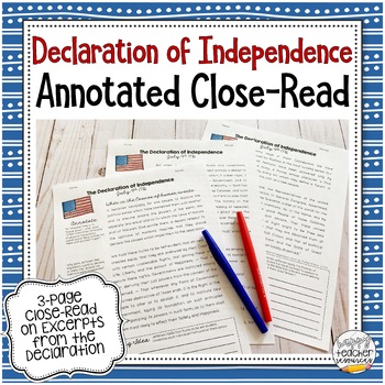 Preview of Declaration of Independence Close Read for Civics & American Government