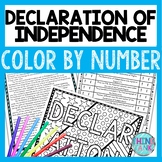Declaration of Independence Color by Number, Reading Passa