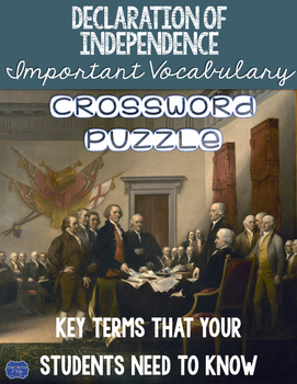 Declaration of Independence Crossword by Bow Tie Guy and Wife TpT