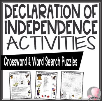 Preview of Declaration of Independence Activities Crossword Puzzle and Word Search