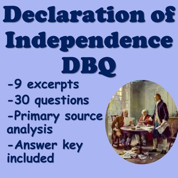 Preview of Declaration of Independence DBQ (Primary Source Analysis)