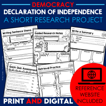 Preview of Declaration of Independence | Democracy | Research Project for Google Classroom™