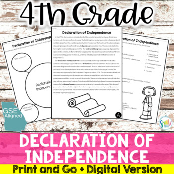 Preview of Declaration of Independence Digital Differentiated Reading 4th GRADE (SS4H1d)