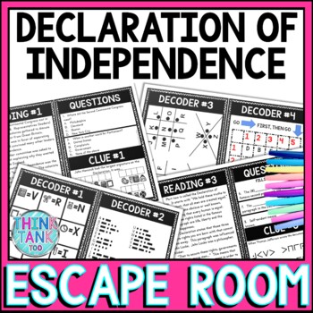 Preview of Declaration of Independence Escape Room Activity - Reading Comprehension