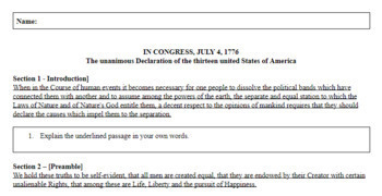 Preview of Declaration of Independence Guided Reading 