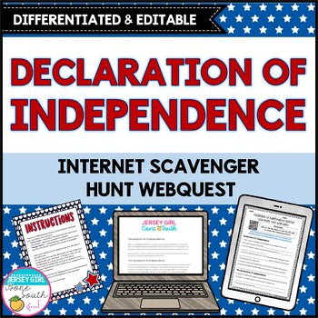 Preview of Declaration of Independence Differentiated Internet Scavenger Hunt WebQuest