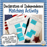 Declaration of Independence Matching Activity for Civics &