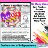 Declaration Of Independence Vocabulary Worksheets & Teaching ...