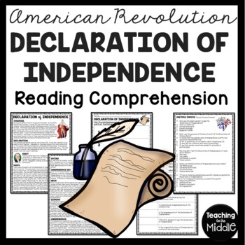 Preview of Declaration of Independence Reading Comprehension Worksheet American Revolution