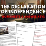 Declaration of Independence Reading Worksheets and Answer Keys