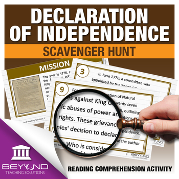 Preview of Declaration of Independence Scavenger Hunt - Reading Comprehension Activity