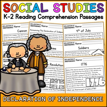 Preview of Declaration of Independence Social Studies Reading Comprehension Passages K-2