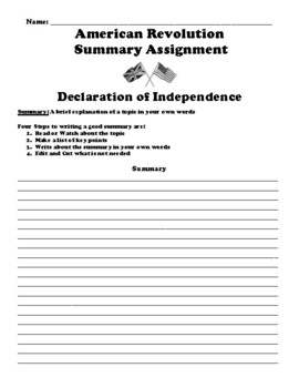 breaking down the declaration of independence assignment