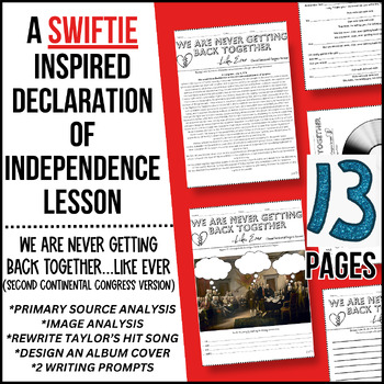 Preview of Declaration of Independence Taylor Swift Inspired Lesson 13 pages