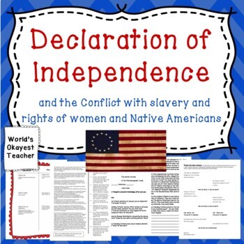Preview of Declaration of Independence vs. Rights of slaves. women, and Native Americans
