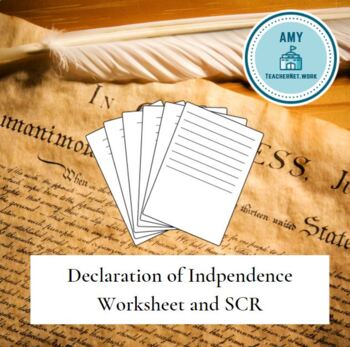 Preview of Declaration of Independence worksheet and SCR