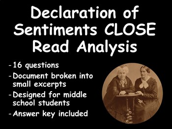Preview of Declaration of Sentiments CLOSE read analysis