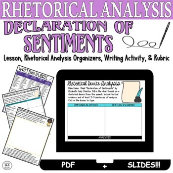 Preview of Declaration of Sentiments Rhetorical Devices Analysis Activity Stanton Digital