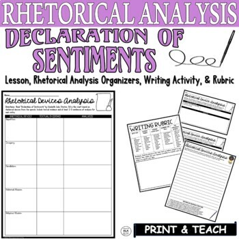 Preview of Declaration of Sentiments Rhetorical Devices Analysis Activity Stanton Writing