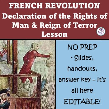 Preview of Declaration of the Rights of Man & Reign of Terror Lesson, Editable