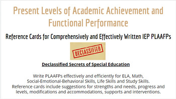 Preview of Declassified IEP PLAAFP Reference Cards - Social, Emotional, Behavioral