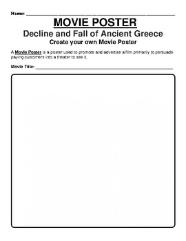 Preview of Decline and Fall of Ancient Greece "Movie Poster" WebQuest & Worksheet